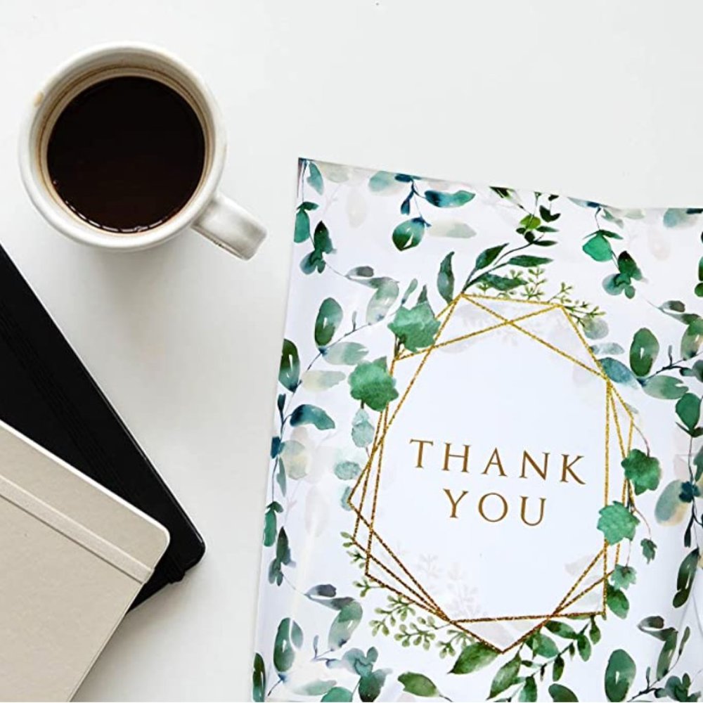 50 10x13 Geometric Winter Leaves Poly Mailers